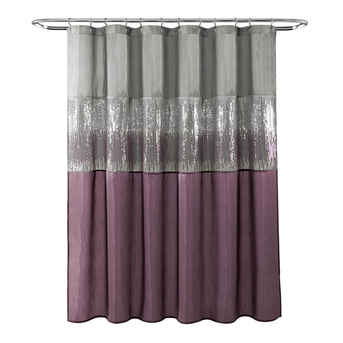 Lush Decor Night Sky - Cortina de Ducha, 72 x 72 Pulgadas, Gris y Morado
