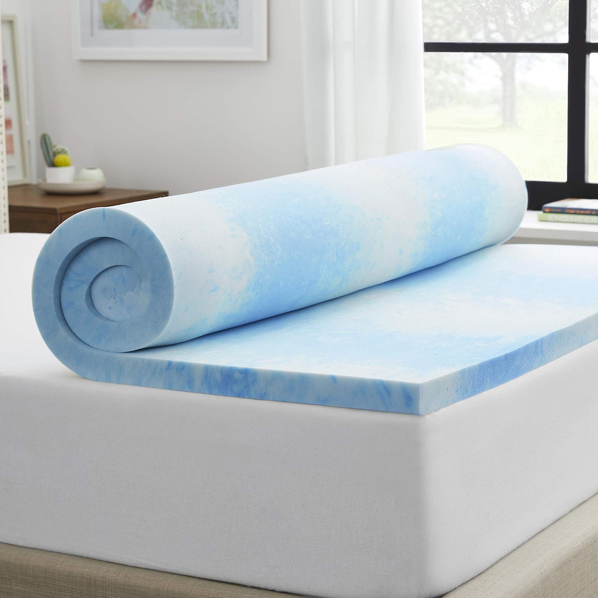 SEALY SealyChill™ - Colchón de Espuma viscoelástica de 2 Pulgadas, Funda Lavable Resistente a los alérgenos, tamaño Queen (F02-00159-QN0), Color Blanco