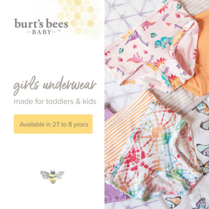 Burt's Bees Baby Toddler Girls' Underwear, Organic Cotton Panties, Tag-Free Comfort Briefs, Pack of 5 Ropa Interior Niñas