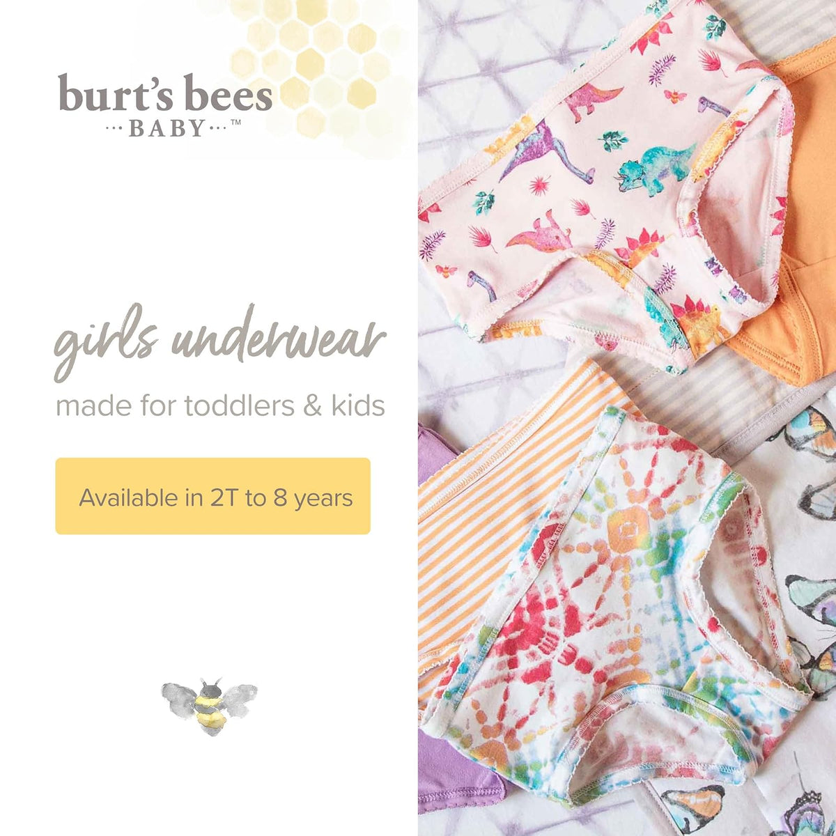 Burt's Bees Baby Girls Set of 5 Guitars & Floral Underwear - Multi - 8 Years
