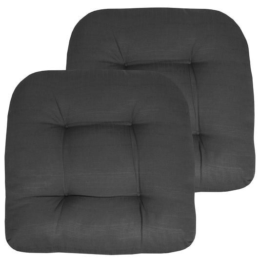 Sweet Home Collection - Cojines para Silla de Patio (Relleno de Fibra Gruesa, 19 x 19 Pulgadas, 2 Unidades), Color Gris Oscuro