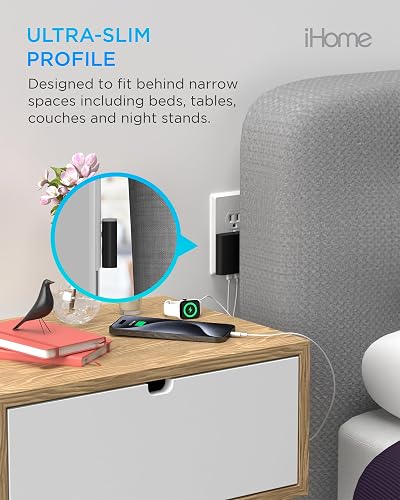 Cargador USB-C multipuerto de 36 W de iHome: Bloque de Cargador USB C Plano de 2 Puertos AC Pro, Cargador de Pared USB C Doble, Cargador de Pared USB-C Compatible con Carga rápida