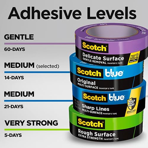 ScotchBlue - Cinta de pintores de superficies múltiples, 1 pulgada de ancho (0.95 pulgadas) 24 rollos, cinta de pintura azul que protege las superficies y se quita fácilmente, cinta adhesiva para uso