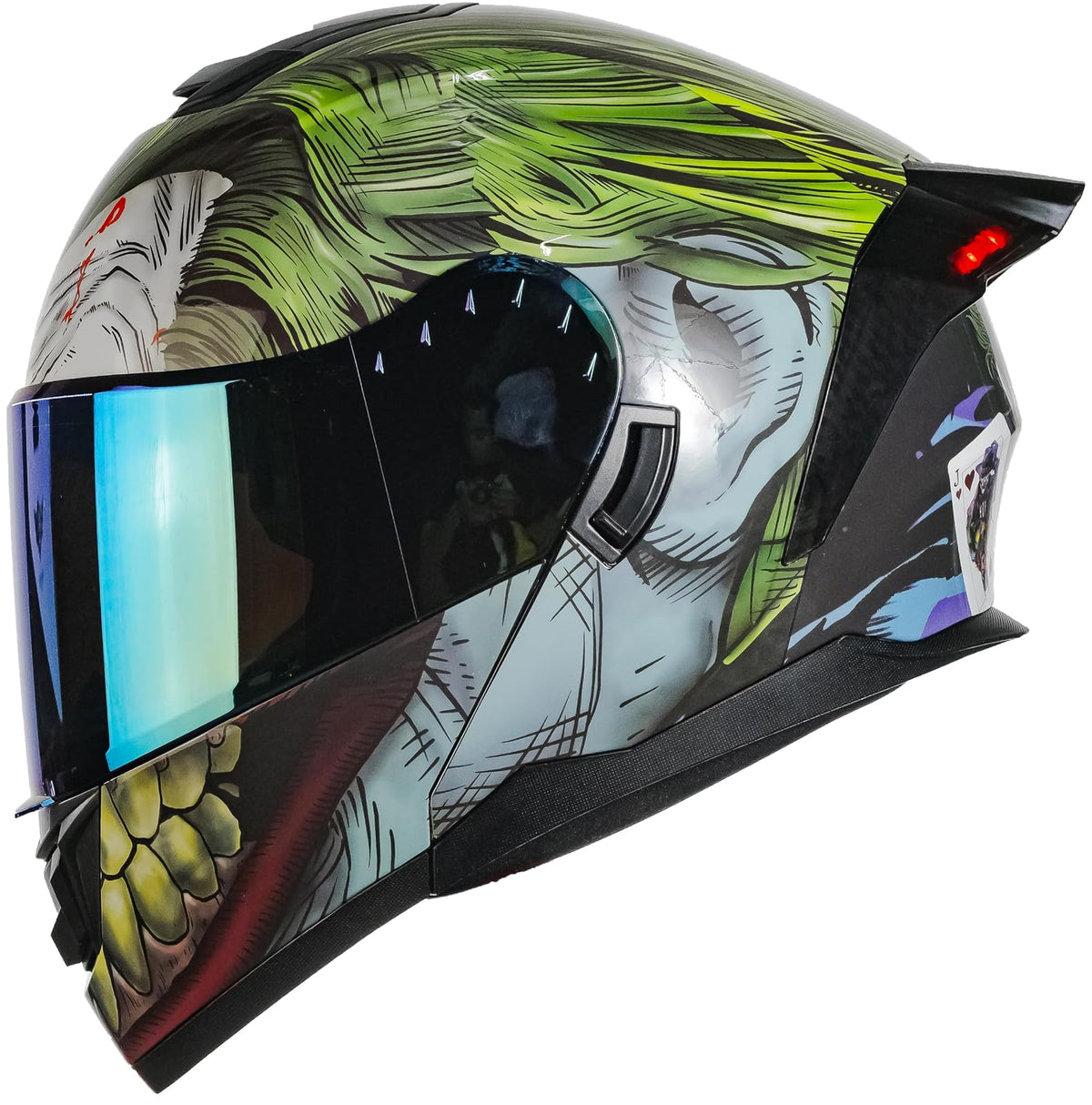 KOV Casco Abatible Joker Guasón Moto DC Comics Led + Lentes (M)