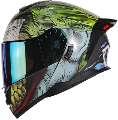 KOV Casco Abatible Joker Guasón Moto DC Comics Led + Lentes (M)