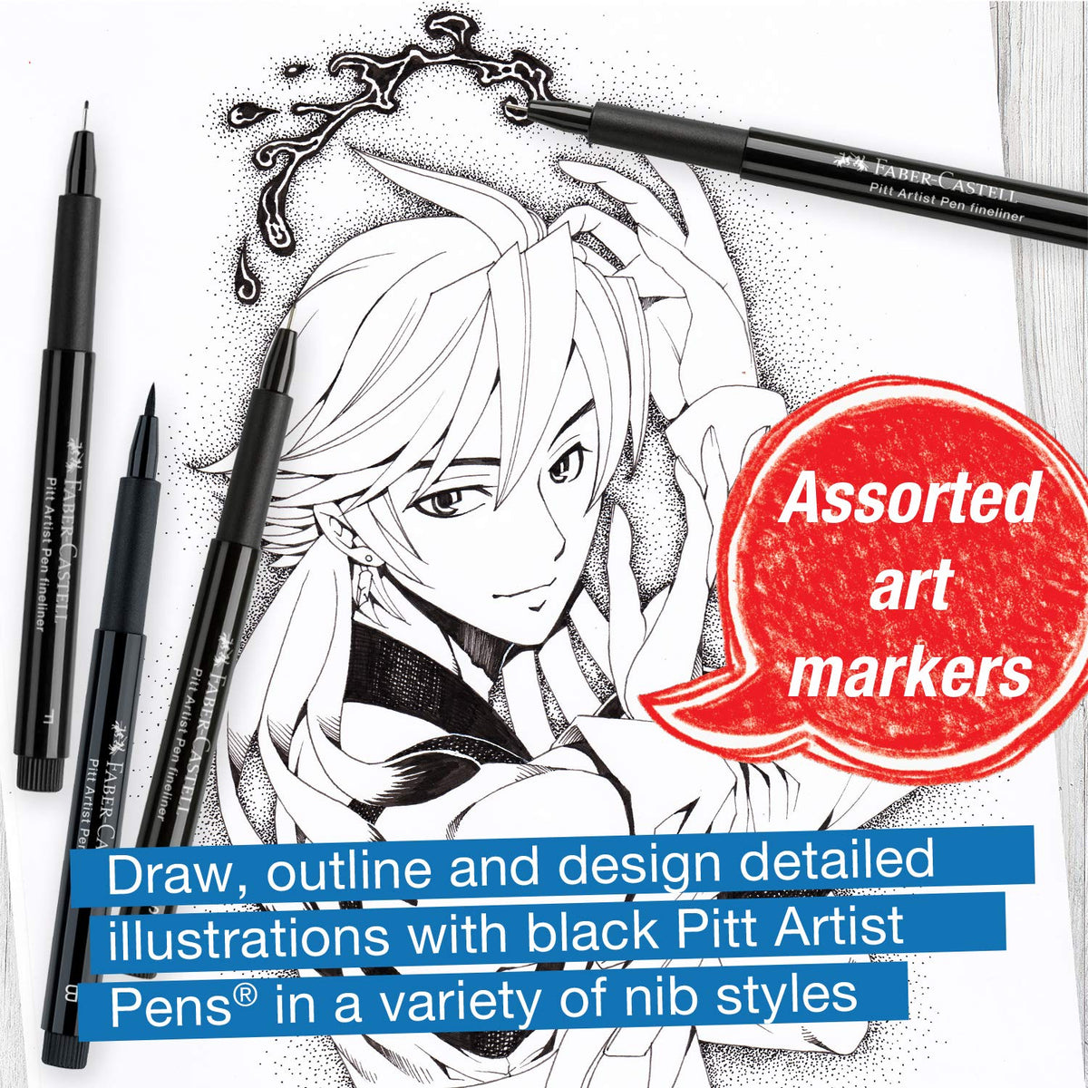 Faber-Castell PITT 167132 - Juego de dibujo para artistas, color negro