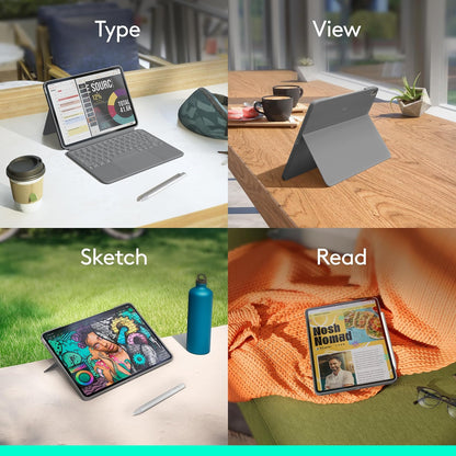 Logitech Combo Touch para iPad Air de 11 Pulgadas (M2, M3 y M4) y iPad Air (5.ª y 6th generación) Funda con Teclado retroiluminado Desmontable con Soporte, Color - Gris Oxford