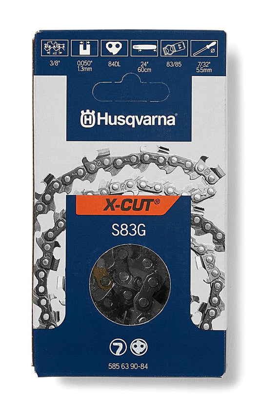 Husqvarna X-Cut S83G Cadena semicincel de 24 pulgadas, paso de 3/8 pulgadas, calibre .050
