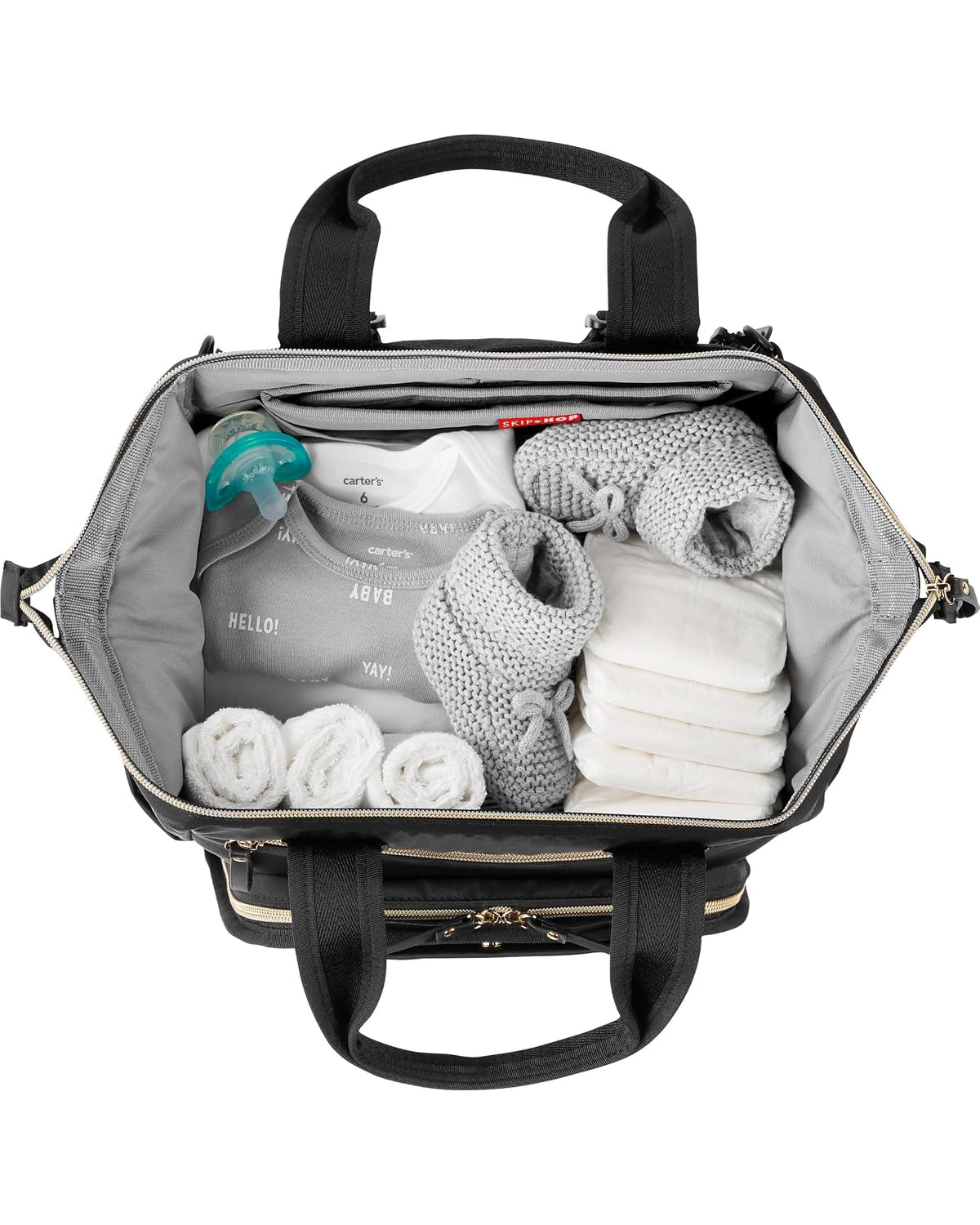 Skip Hop Backpack Pañalera Negra Mainframe Wide Open