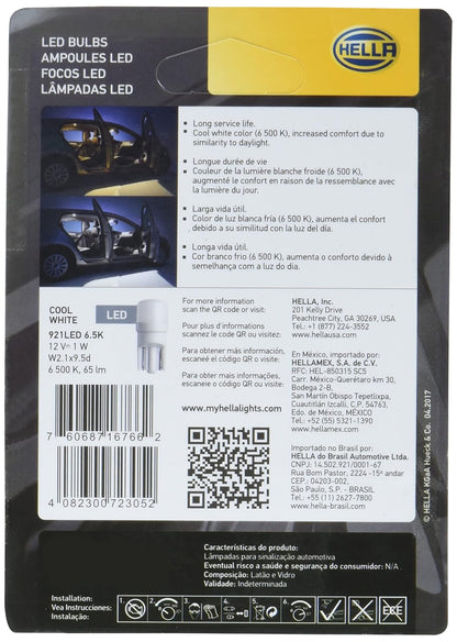 Hella Foco LED 921 12V 6500K, Paquete de 2 921LED65K
