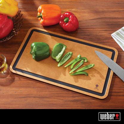 Weber Tabla para Cortar de Madera de Alta Densidad | 45 x 0.8 cm, bordes ranurados, compatible con SmokeFire EX4 y EX6