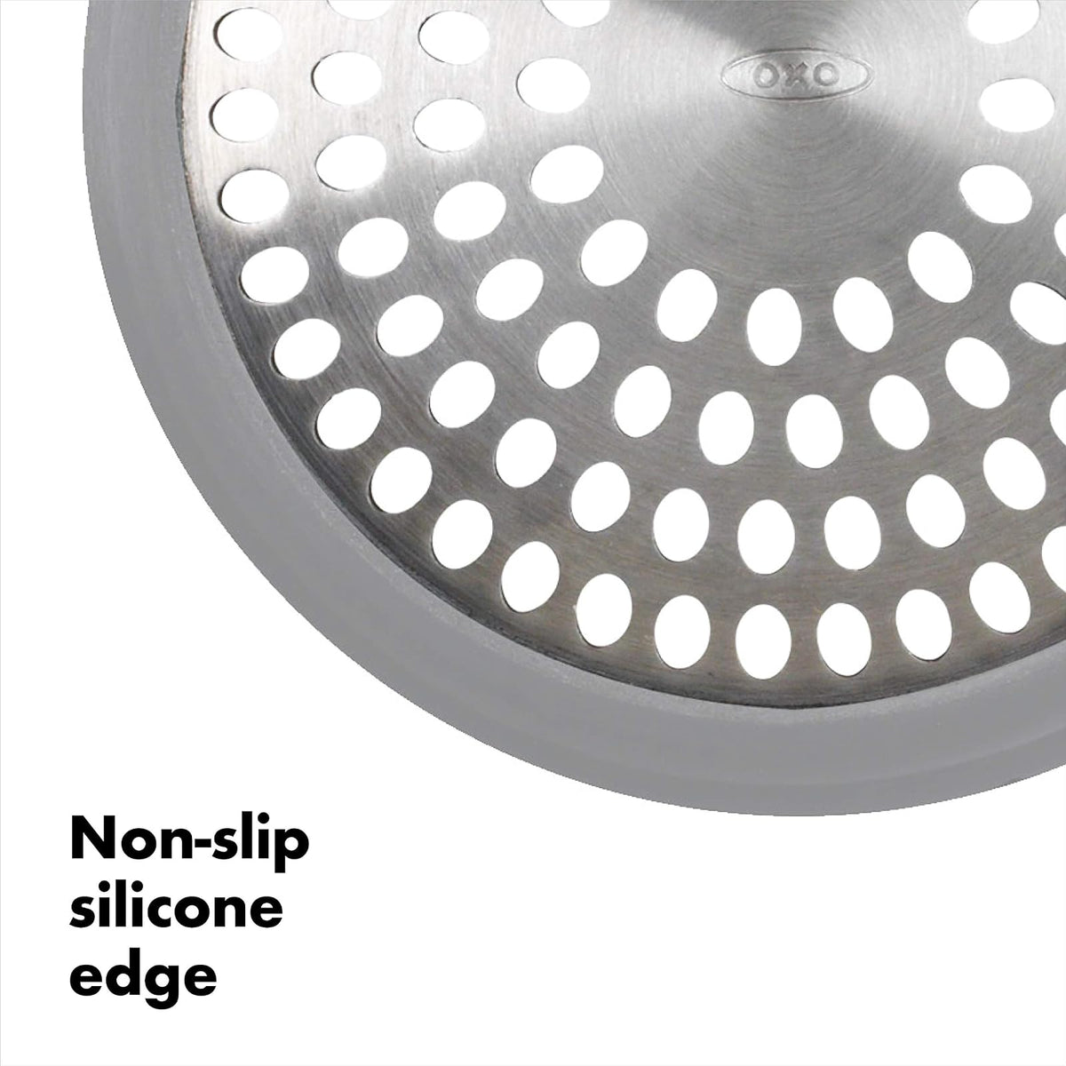 OXO Good Grips Protector de Drenaje para Tina | Acero inoxidable a prueba de óxido, borde de silicona antideslizante, se adapta a desagües de ducha estándar