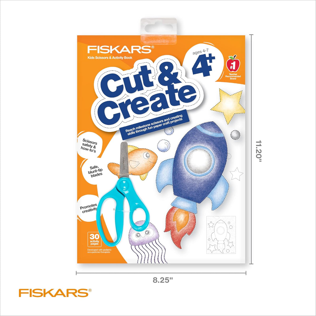 Fiskars Cut & Create - Libro de actividades con tijeras para niños de 5 pulgadas, a partir de 4 años