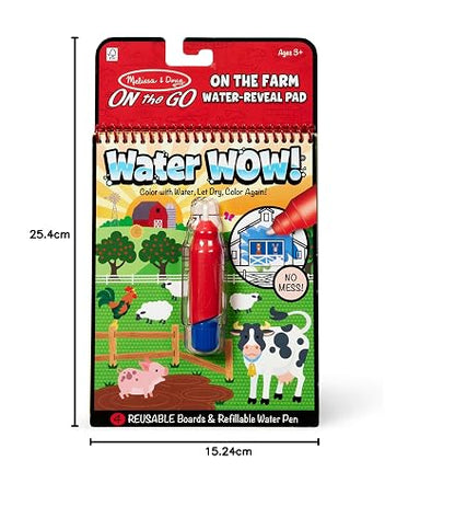 Melissa & Doug On the Go Water Wow! En la granja (Bloc reutilizable de actividades revela con agua, pluma gruesa de agua)