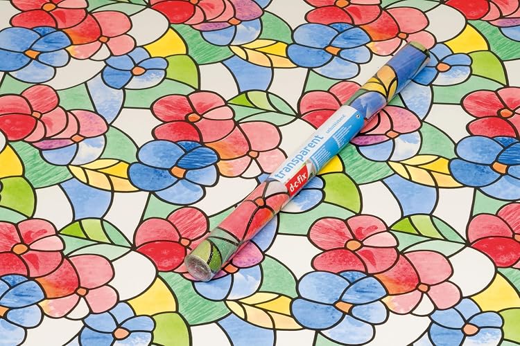 DC Fix 3460117 Stained Glass Self-Adhesive Window Film, Red/Blue