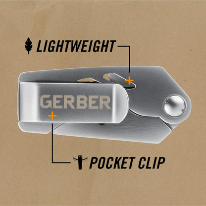 Gerber Gear EAB Lite Cuchillo de afeitar de bolsillo con clip para dinero, cuchillo plegable de acero inoxidable EDC Gear con cuchilla cortadora de caja para llevar todos los días