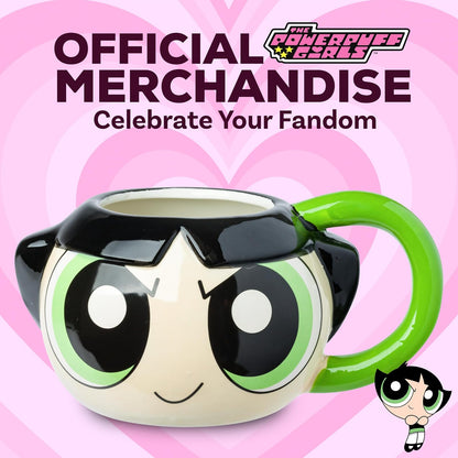 Silver Buffalo Powerpuff Girls Buttercup Taza de cerámica 3D esculpida de 20 onzas