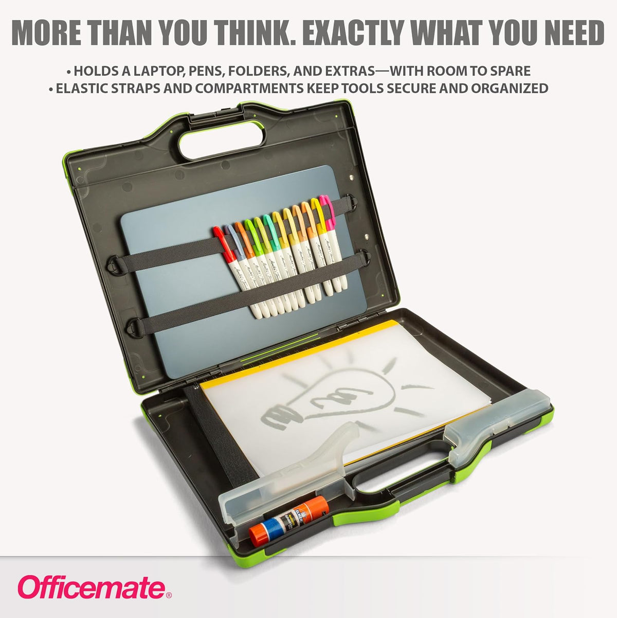 Officemate 83325 - Caja de almacenamiento para portapapeles, tamaño letra/legal, negro y verde