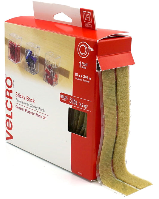 Velcro Brand VEK90083 Tiras de Velcro con la Parte de Atrás Adhesiva | Cinta adhesiva para despegar y pegar para organizar el hogar, la oficina y el aula; cortada a la longitud para pantallas