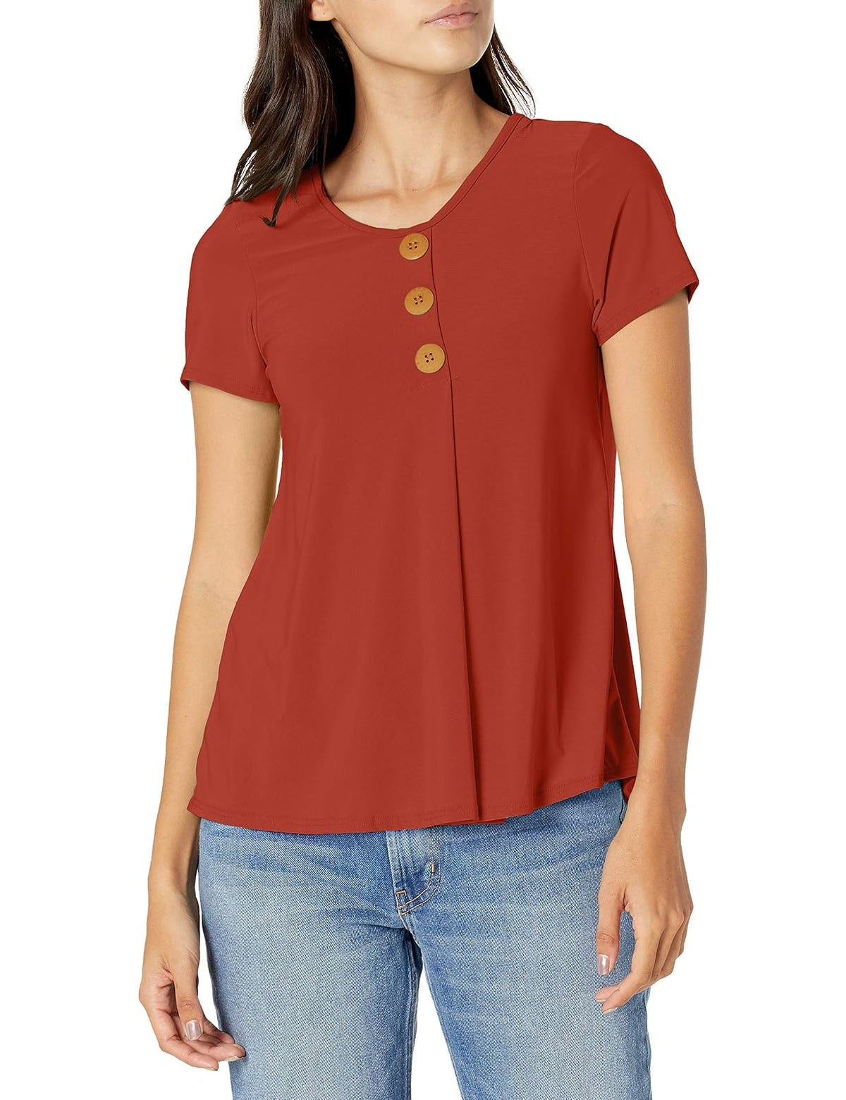 Star Vixen Manga acodada, Parte Delantera con Botones, Camiseta sin Mangas fluida con Detalles Plisados Blusa para Mujer