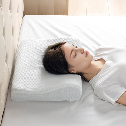 Zinus | Almohada de Memory Foam Ergonómica | Soporte especializado para Cuello | Espuma viscoelástica de Alta Densidad | Diseño Contorneado para Dormir Mejor