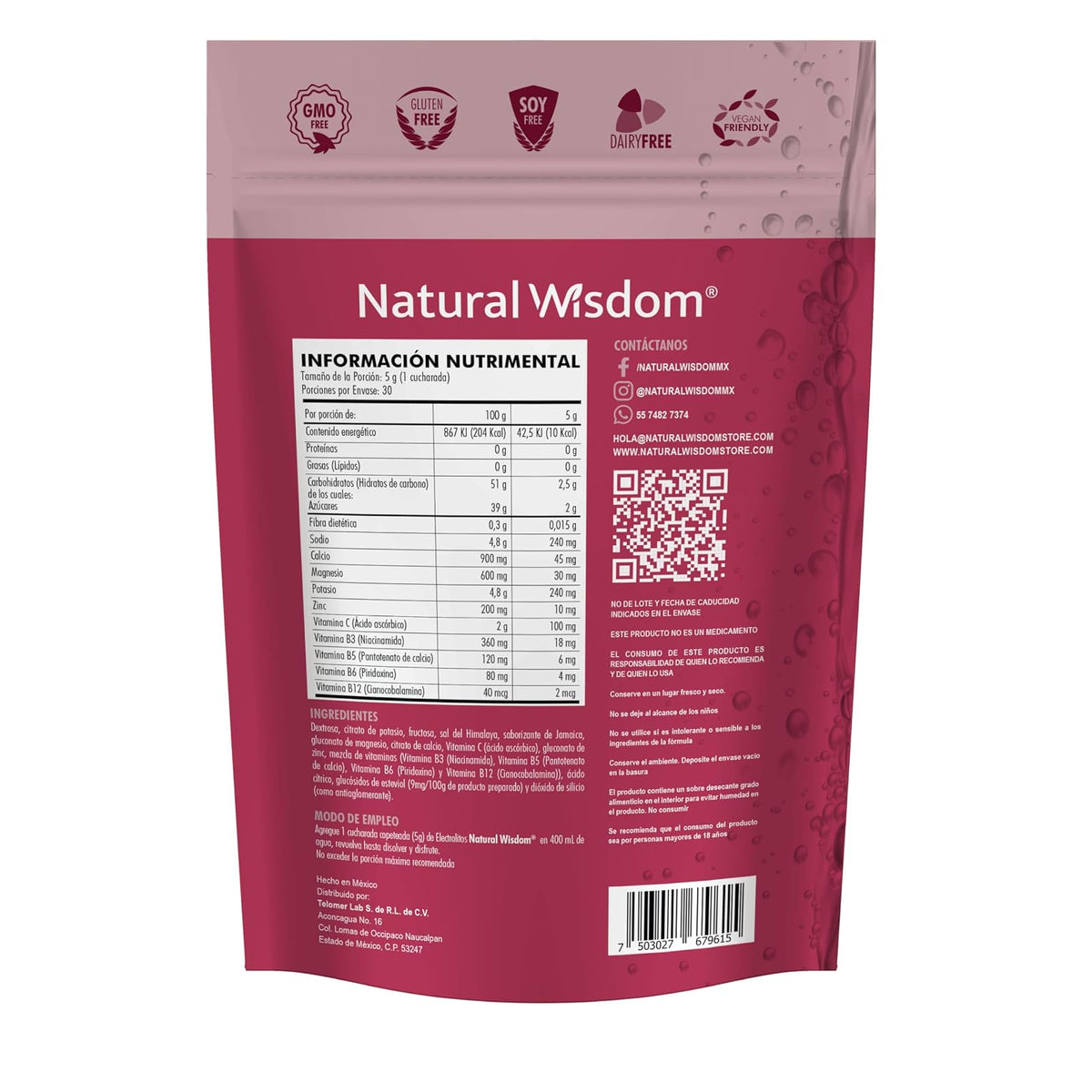 NW Electrolitos en Polvo Sin Azucar Electro-Fresh Hidratación con Minerales | Sodio Potasio Calcio Magnesio Zinc | Sal del Himalaya | Sabor Jamaica con Vitaminas | Pulpa de Fruta Natural