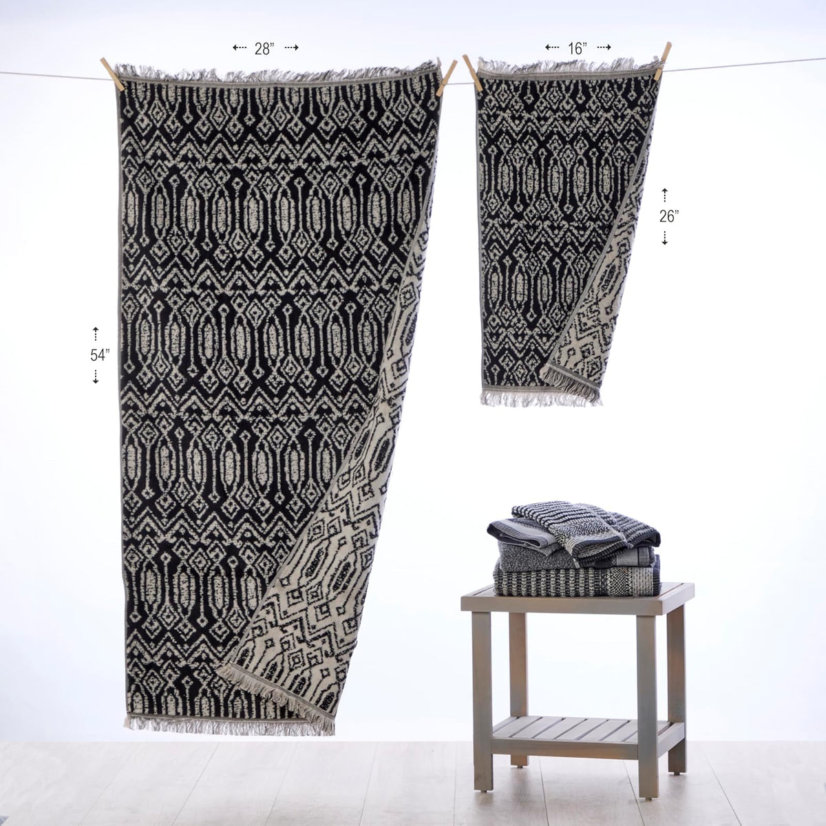 SKL Home Nador - Toalla de baño Jacquard Color Negro