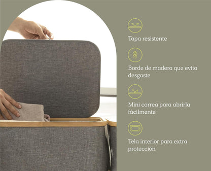 Homeware Cesto Rectangular Multifuncional Marca, Organizador Plegable de Poliéster y Bambú, Diseño Elegante, Tapa de Protección y Asas, Adaptable para Cualquier Área del Hogar, Interior o Exterior