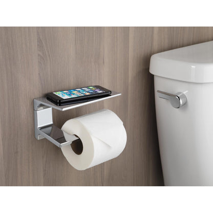 DELTA FAUCET 79956 - Soporte de papel higiénico pivotante para pared con estante en cromo pulido
