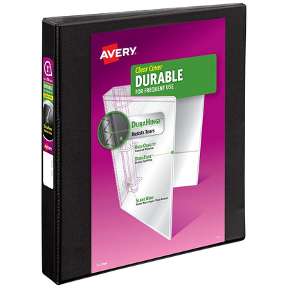 Avery Carpeta durable con vista y anillo inclinado, 5cm | Para uso diario, en el hogar y en la oficina, columna vertebral DuraHinge, bordes resistentes a las roturas - 2.54cm (1'') - Negro
