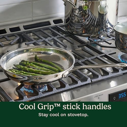 Cuisinart Batería de Cocina 11 Piezas Acero Inoxidable Chef's Classic | Acero inoxidbale con Aluminio encapsulado para calor uniforme, Mangos frescos, Compatible con inducción, Tapas de vidrio