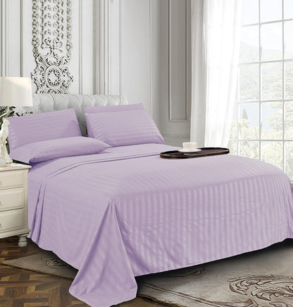 Elegant Comfort Softest and Coziest 6-Piece Sheet Set - 1500 Premium Hotel Quality Microfiber - Luxurious Wrinkle Resistant 6-Piece Damask Stripe Bed Sheet Set, King, Lavender/Lilac