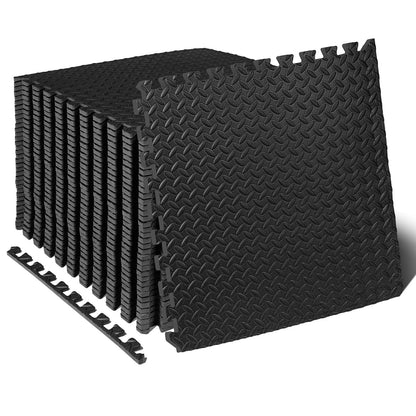 ProsourceFit Tapete de Ejercicio EVA 48 pies² 12 Piezas - Black - 66L x 48.3An x 1.3E cm