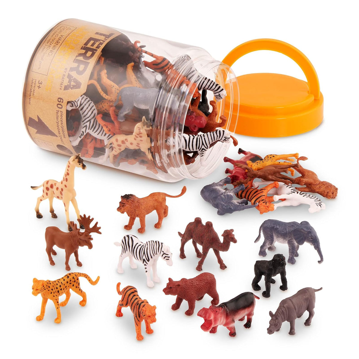 Battat Terra Figuras de Animales en Miniatura – Set de 10 Piezas en Tubo - Animales salvajes