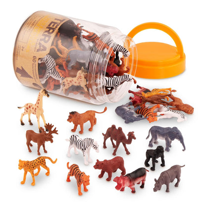 Battat Terra Figuras de Animales en Miniatura – Set de 10 Piezas en Tubo - Animales salvajes