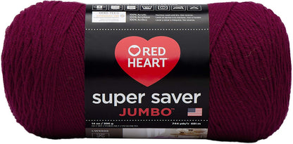 Red Heart Super Saver Estambre Acrílico Jumbo, Paquete de 2, 396 g - 1 paquete - Borgoña