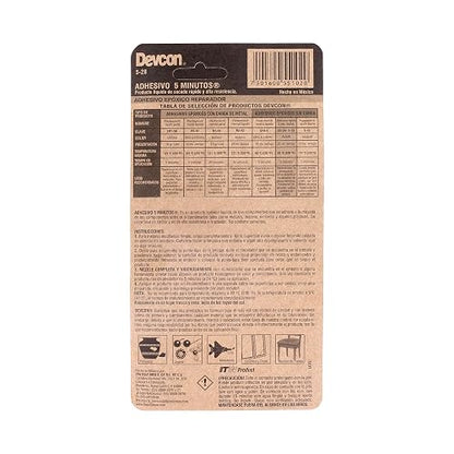 Devcon 5-28 Adhesivo Epoxico en Jeringa, Transparente, 5 Minutos, 25ml/0.84oz