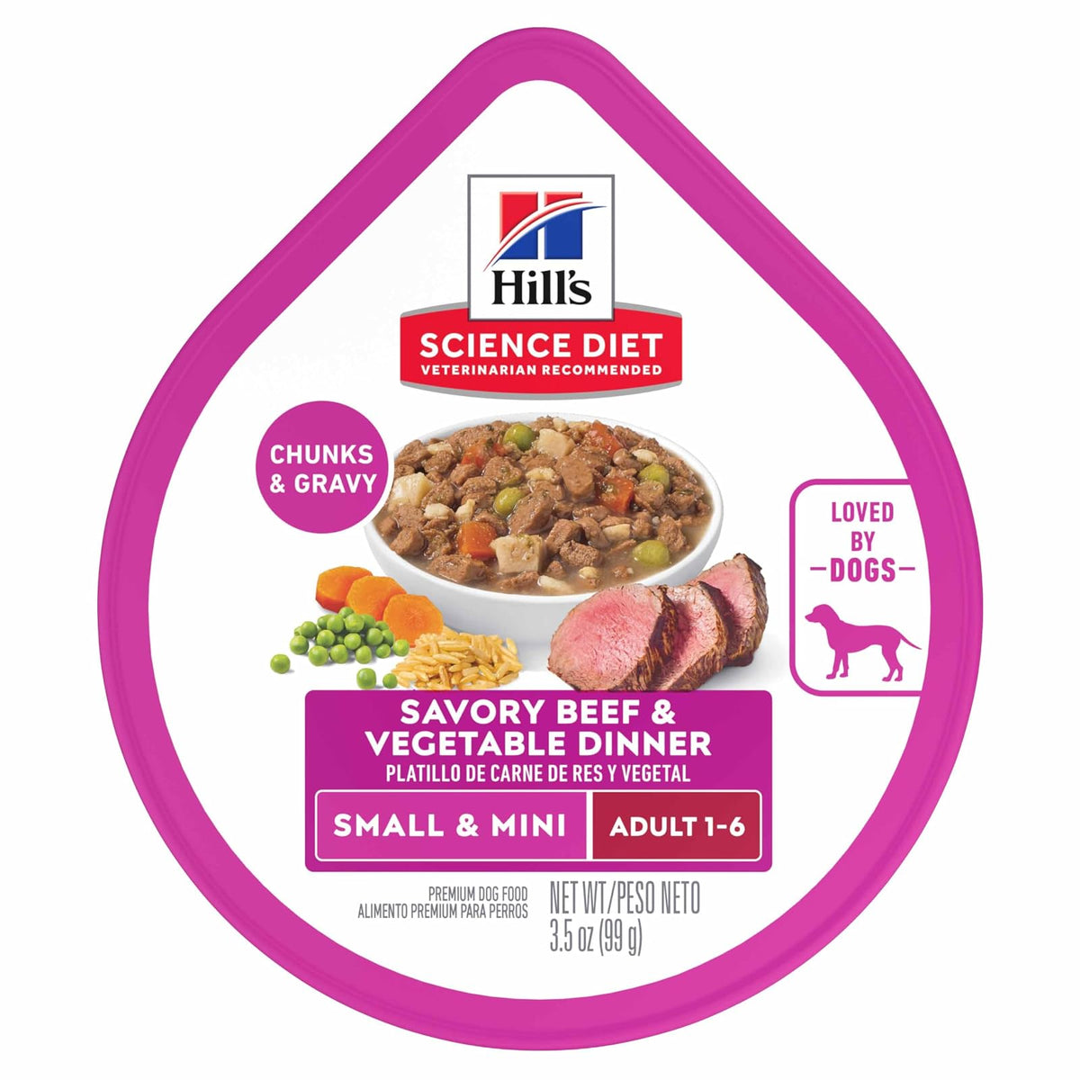 Hill's Science Diet Small & Mini Alimento Húmedo para Perro 12 Pack 99G | Alimento húmedo Hill's para perro, carne de res, razas pequeñas, digestión saludable, sistema inmunológico fuerte