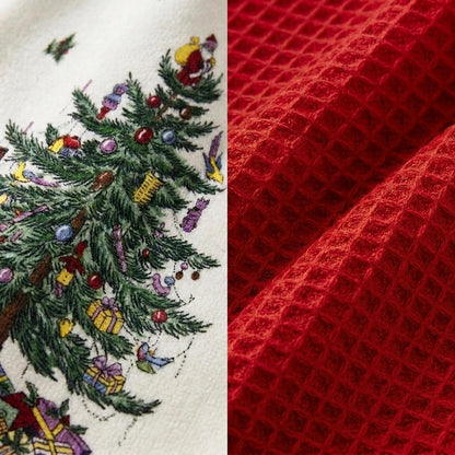 Avanti Linens Spode - Juego de 3 Toallas de Cocina, algodón Suave y Absorbente, decoración de baño de día Festivo, colección de tartán para árbol de Navidad