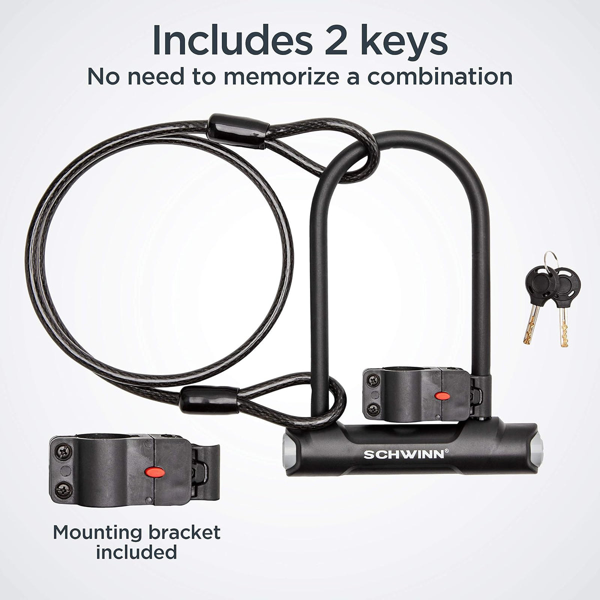 Schwinn - Cerraduras de Bicicleta, Cerradura en U o Opciones de Bloqueo Iluminado, Resistente antirrobo, Cerradura para Equipos al Aire última intervensión y Bicicleta