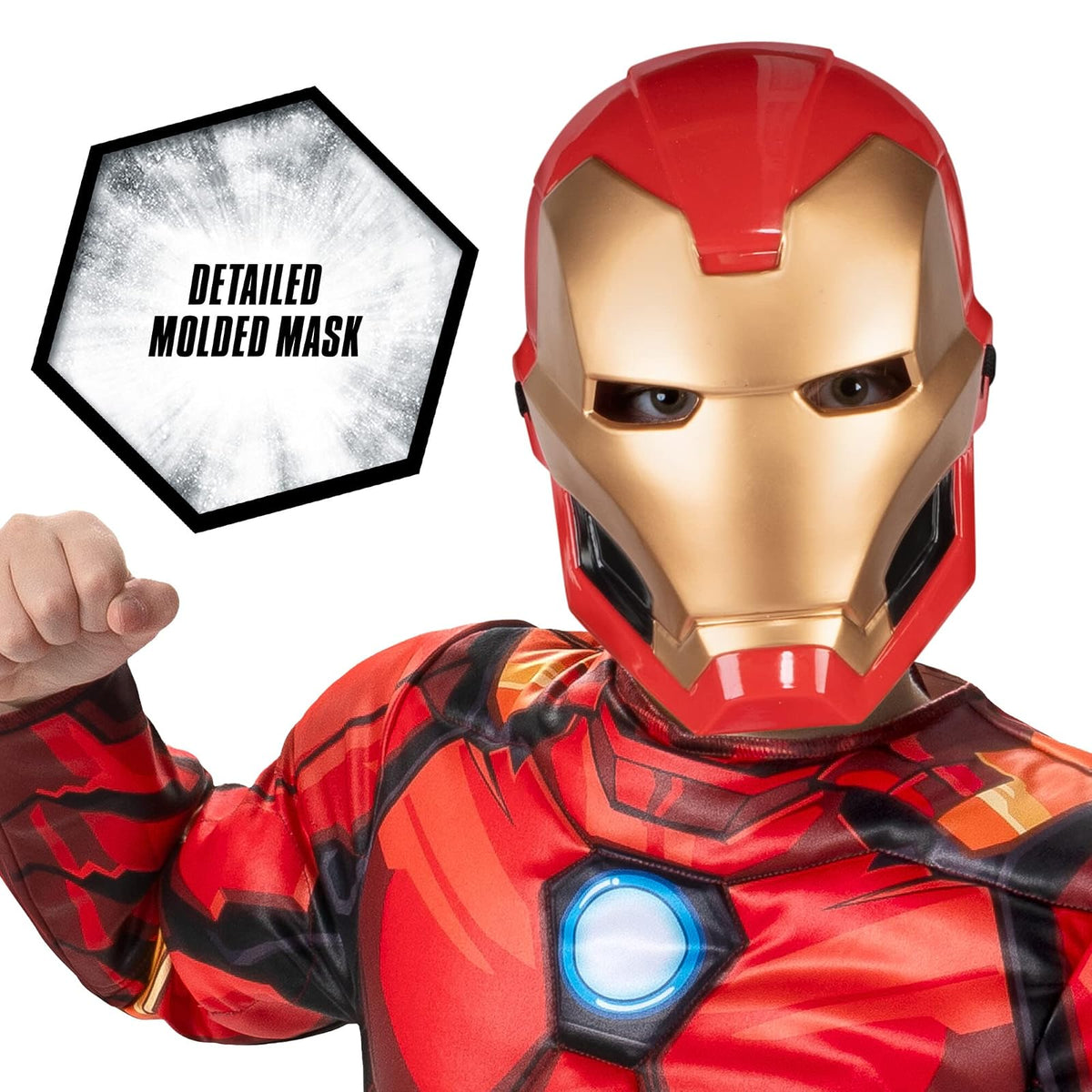 Marvel Iron Man Official Youth Halloween Costume - Premium Quality Padded Jumpsuit with Plastic Mask