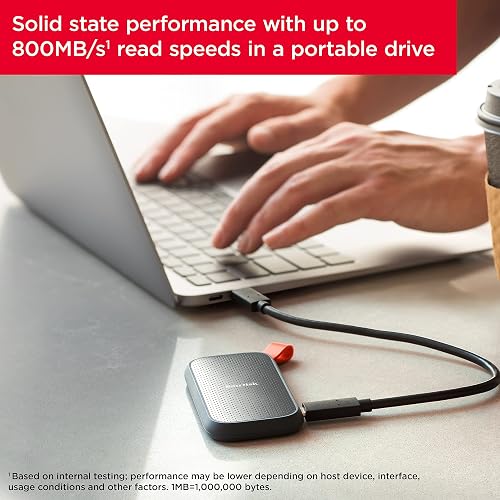 SanDisk SSD portátil de 1 TB - hasta 800 MB/s, USB-C, USB 3.2 Gen 2 - SDSSDE30-1T00-G26