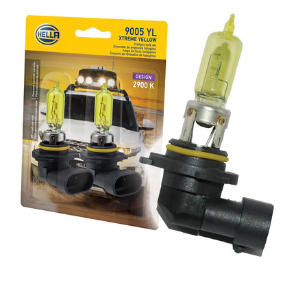 HELLA Foco Halógeno 9005 para Automóvil, 12 V - 9005 - Amarillo - 65 W.