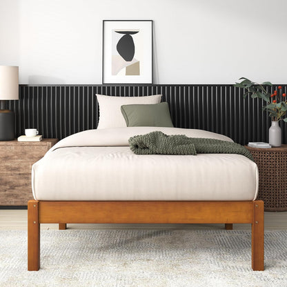 Zinus Ellie Marco de Cama de bambú de 36 cm con Listones de Madera, sin somier, fácil Montaje.