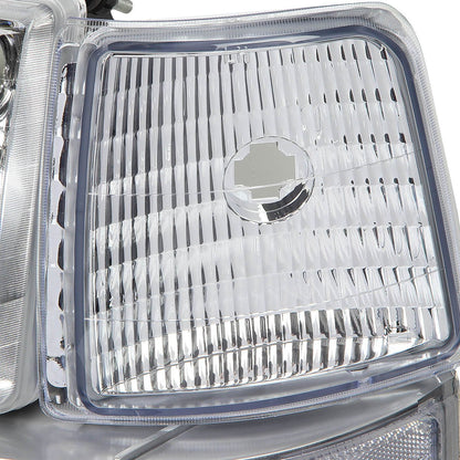 DNA Motoring HL-OH-F15092-6P-CH-CL1 Par de Faros Delanteros Cromados para Ford Bronco/F-150/F-250/F-350 1992-1996