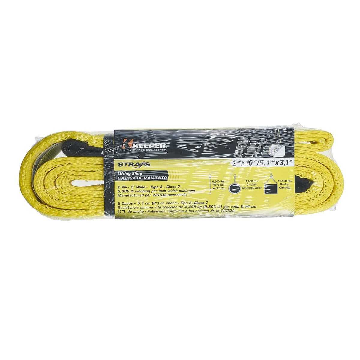 Keeper Eslinga de Elevación de 5 cm x 3.05 m, Amarillo/Negro, 02626