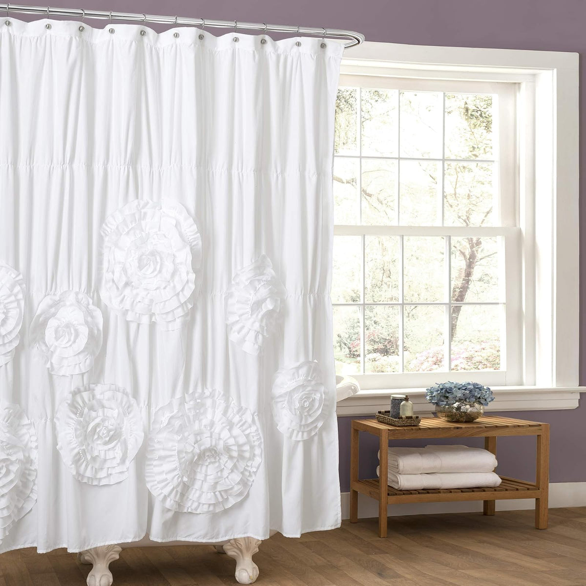 Lush Decor Serena Shower Curtain, 72 by 72-Inch, White - Blanco