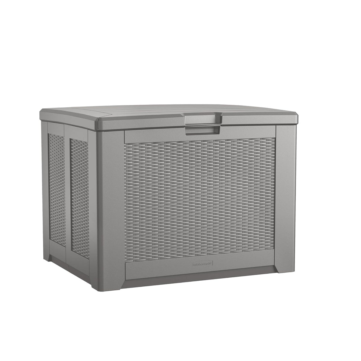 Rubbermaid - Caja de almacenamiento de resina mediana para exteriores (74 galones), resistente a la intemperie, color gris para el hogar, patio trasero, productos químicos de piscina, juguetes