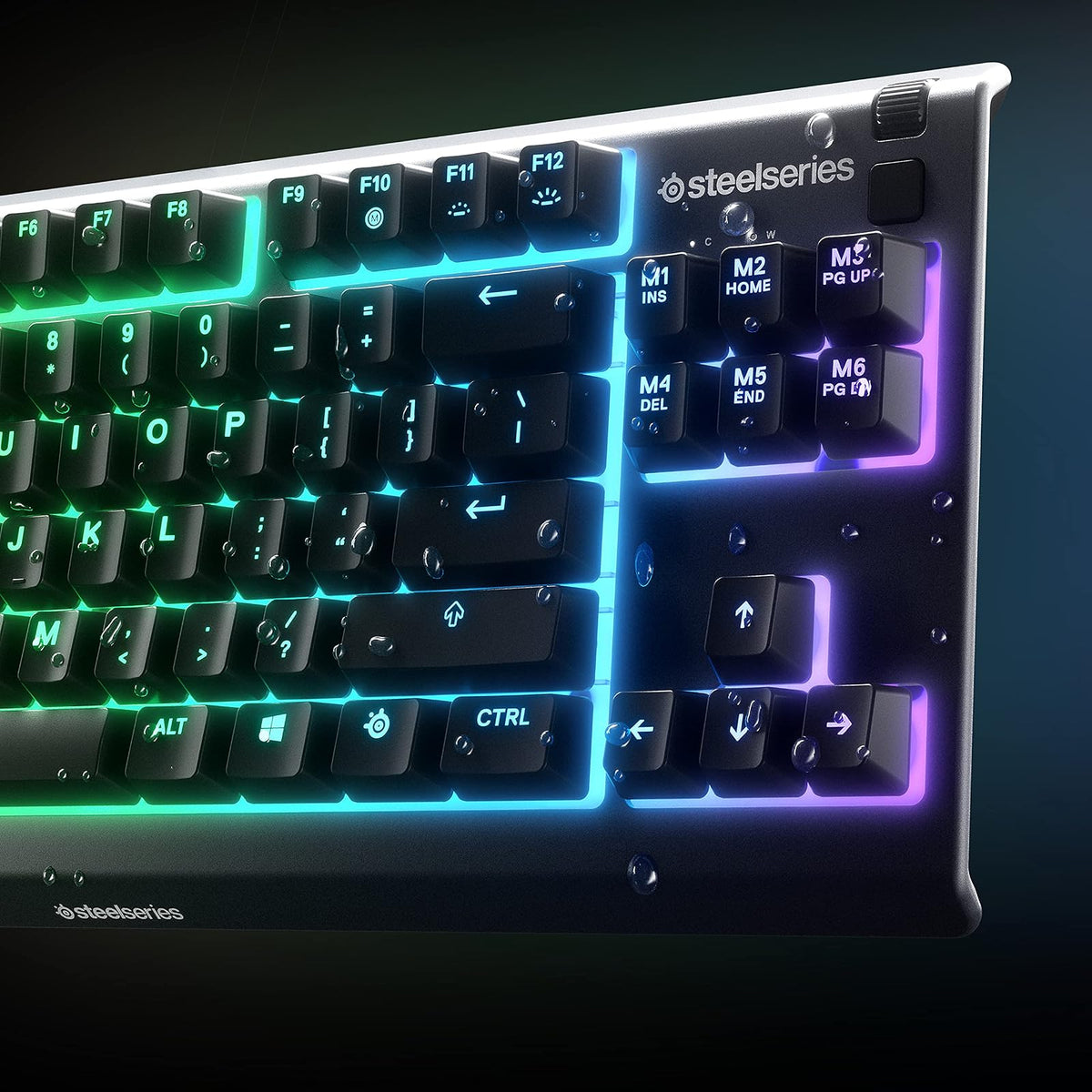SteelSeries Apex 3 Tkl - Teclado USB RGB para juegos - Factor de forma compacto de deportes electrónicos sin teclas - Iluminación RGB de 8 zonas - Ip32 resistente al agua y al polvo - Diseño QWERTY americano