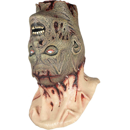 Ghoulish Productions Máscara Zombie Transplanted con Cuello de Látex – Máscara Realista de Muerto Viviente con Detalles de Piel Desgarrada y Heridas Sangrientas – Ideal para Halloween